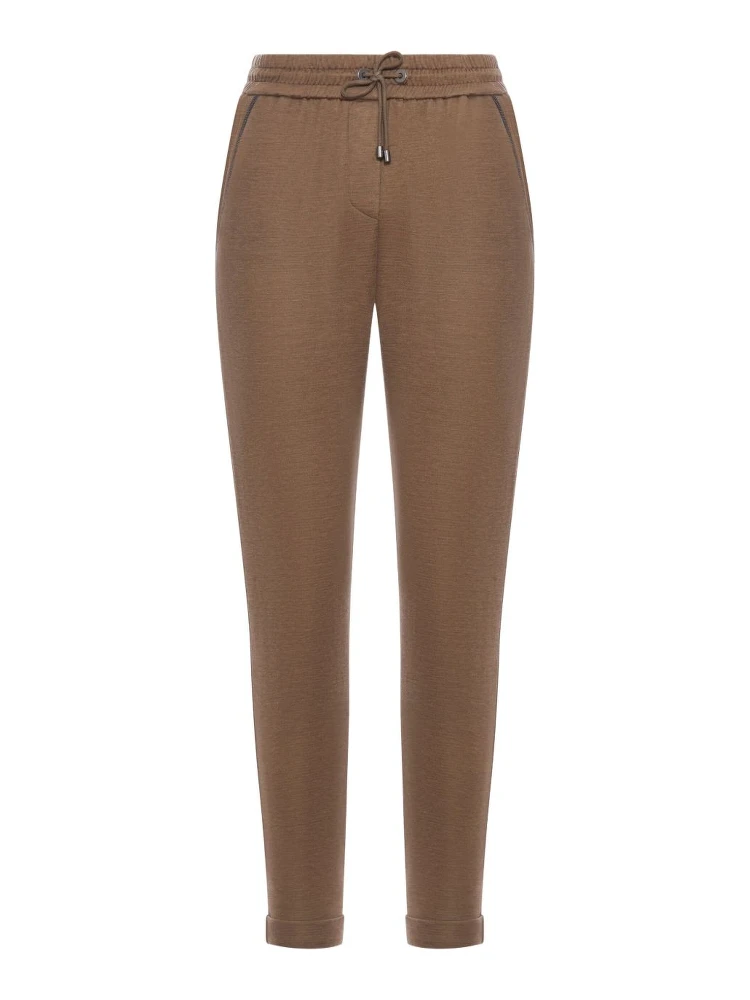 drawstring-waist tapered trousers