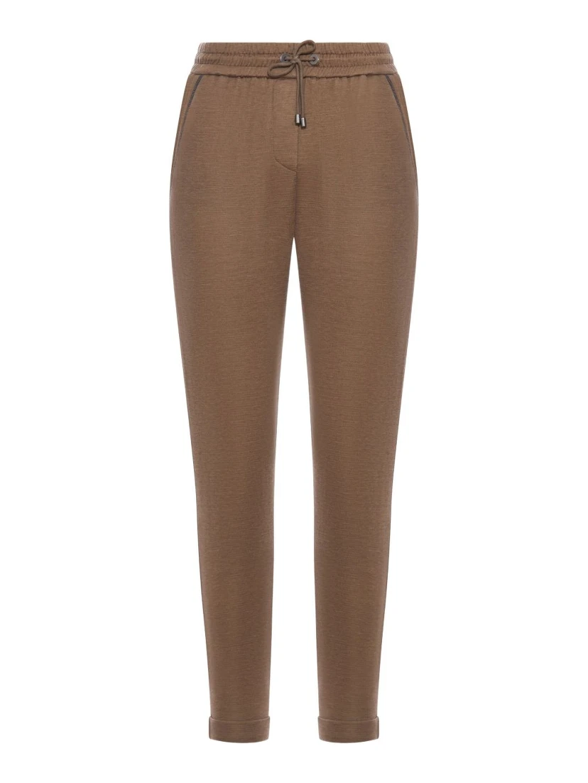 drawstring-waist tapered trousers