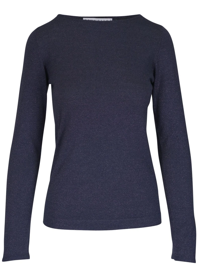 Pullover Aus Lurex In Blau
