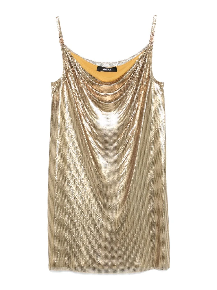 Sequin Embellished Strappy Mini Dress In Gold