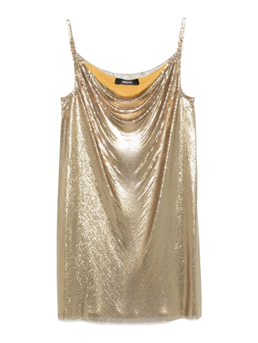 Sequin Embellished Strappy Mini Dress In Gold