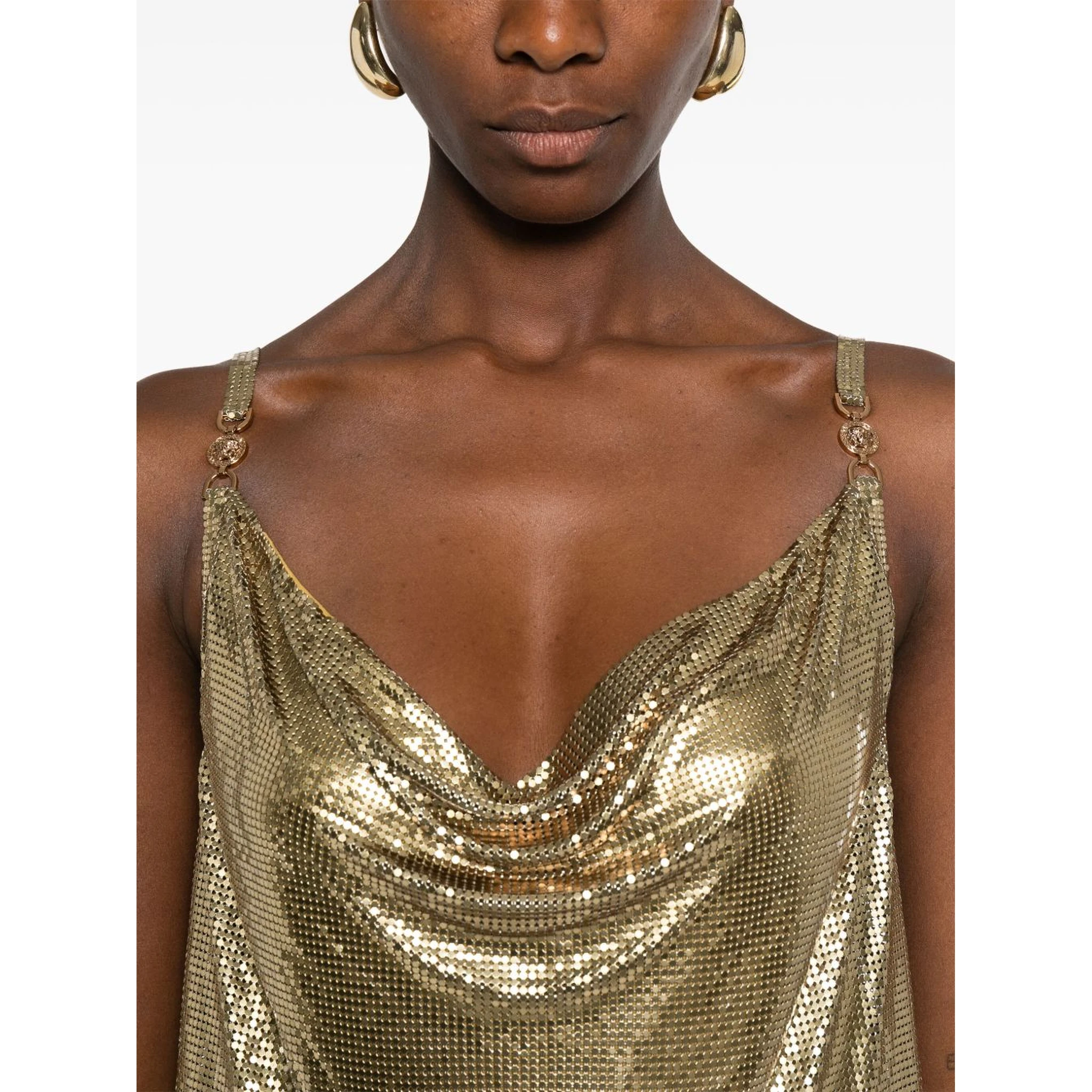 Sequin Embellished Strappy Mini Dress In Gold