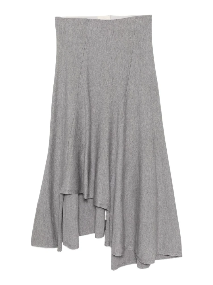 Asymmetrical Hem Jersey Midi Skirt In Gray