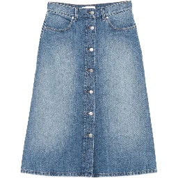 button-front denim skirt