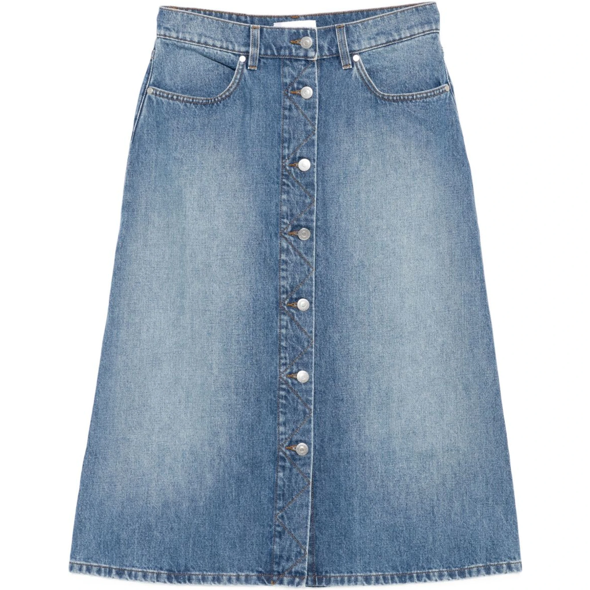 button-front denim skirt