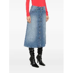 button-front denim skirt