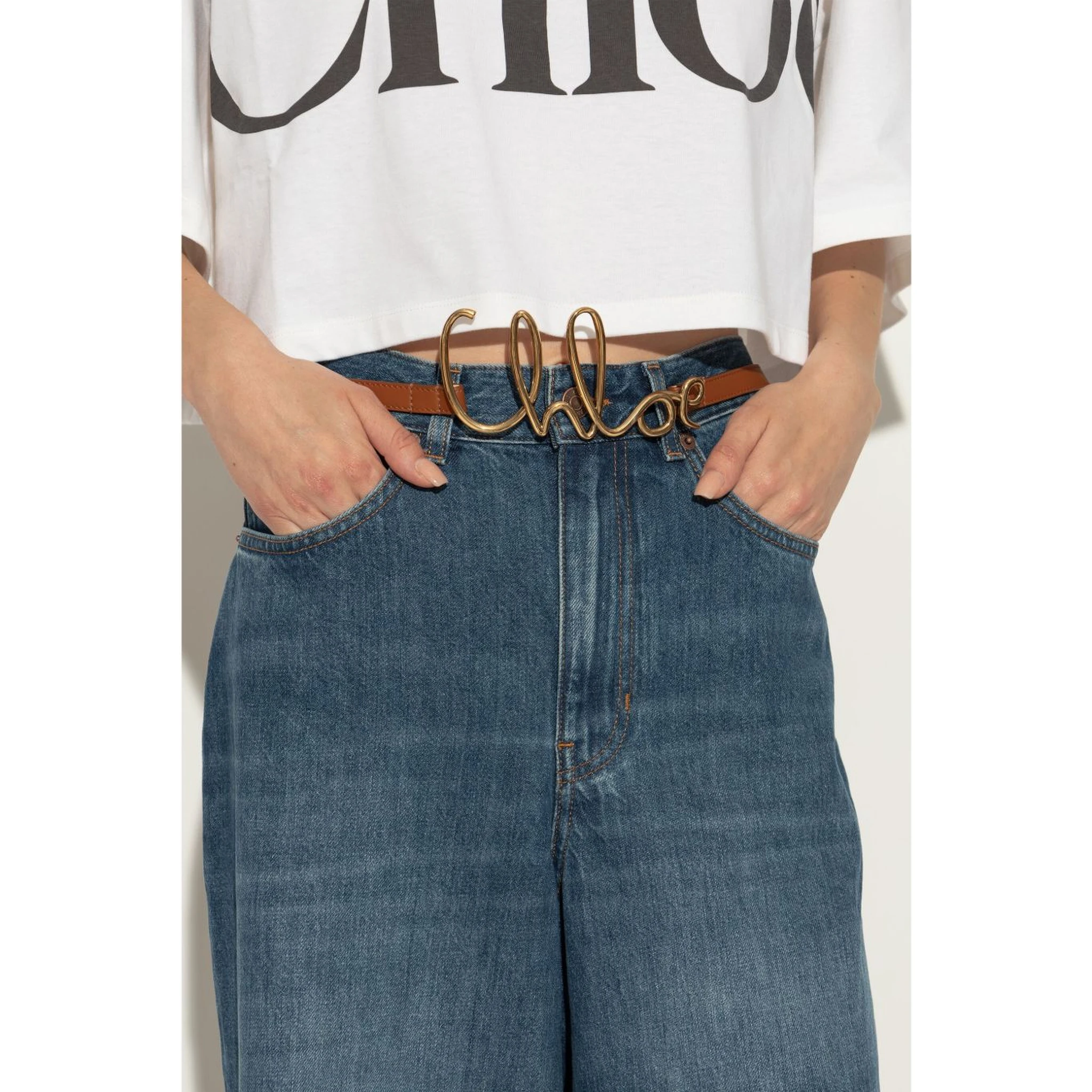 Chloé logo buckle leather belt