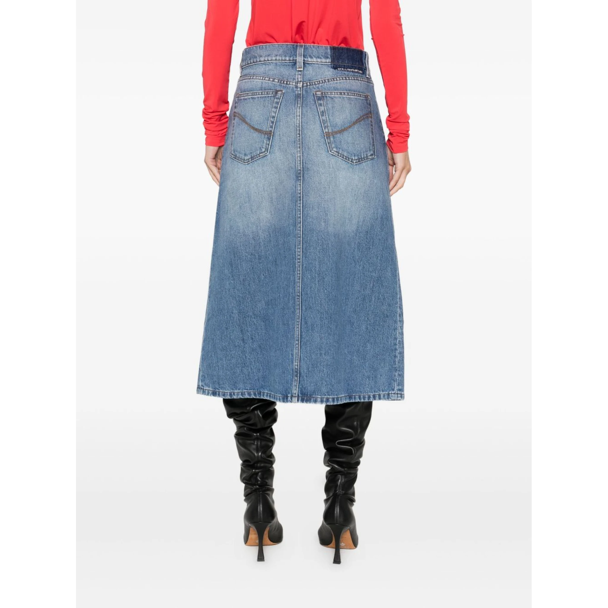 button-front denim skirt