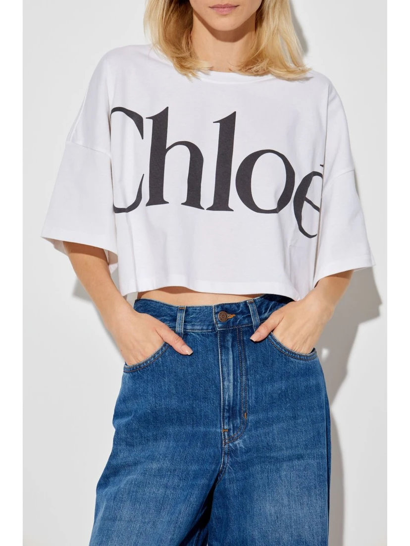 logo-print crop top