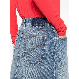 button-front denim skirt