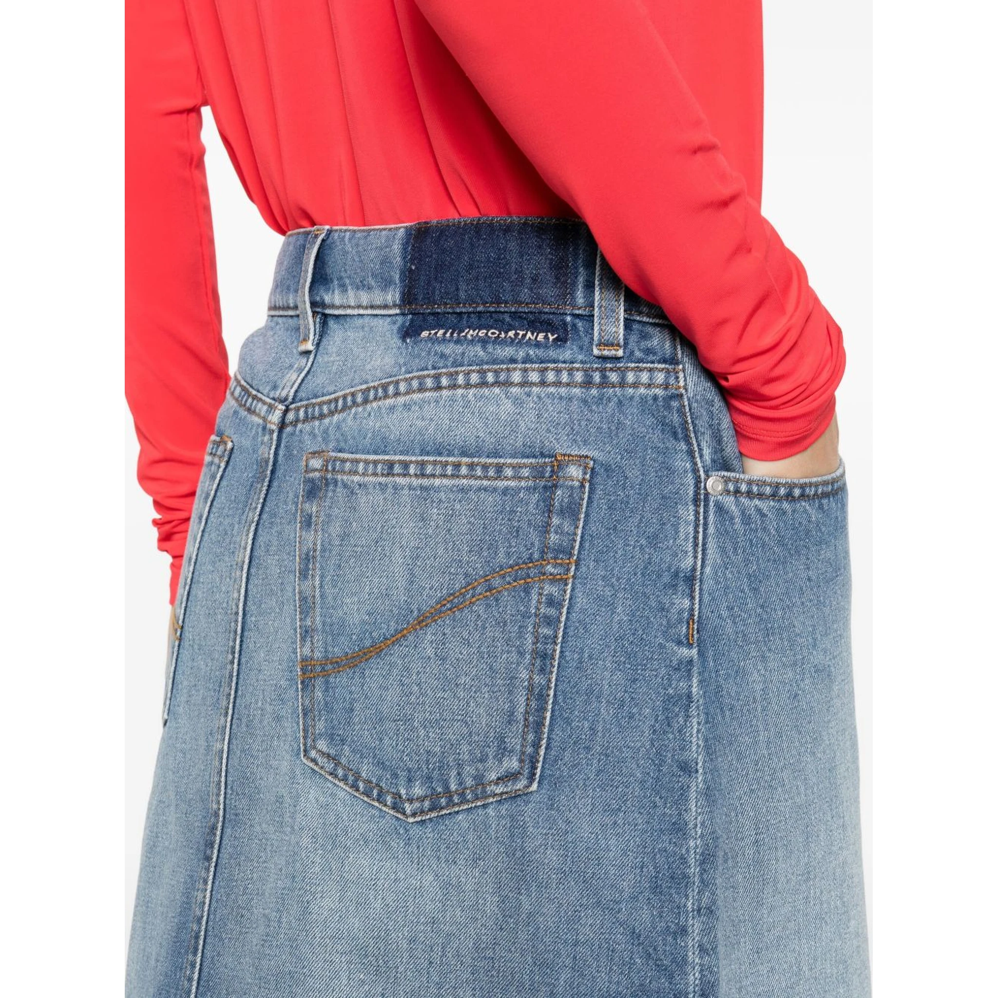button-front denim skirt