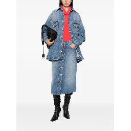 button-front denim skirt