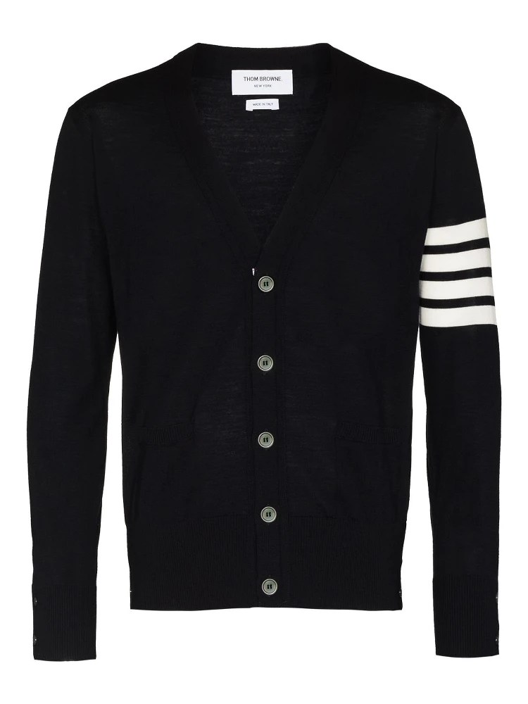 intarsia-knit 4-Bar stripe cardigan