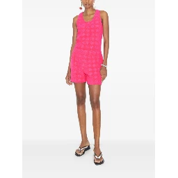 Monogram Scoop Neck Tank Top In Pink