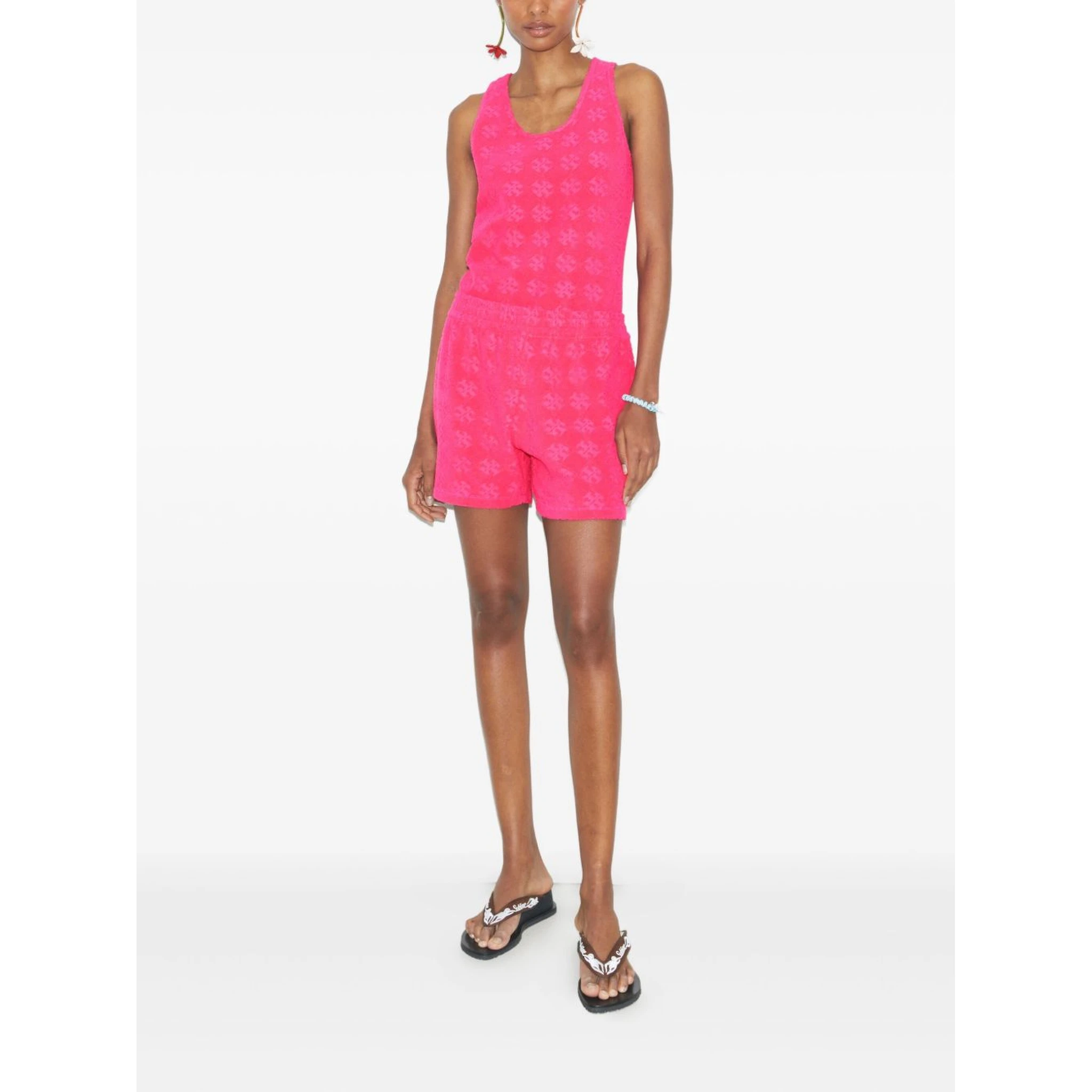 Monogram Scoop Neck Tank Top In Pink