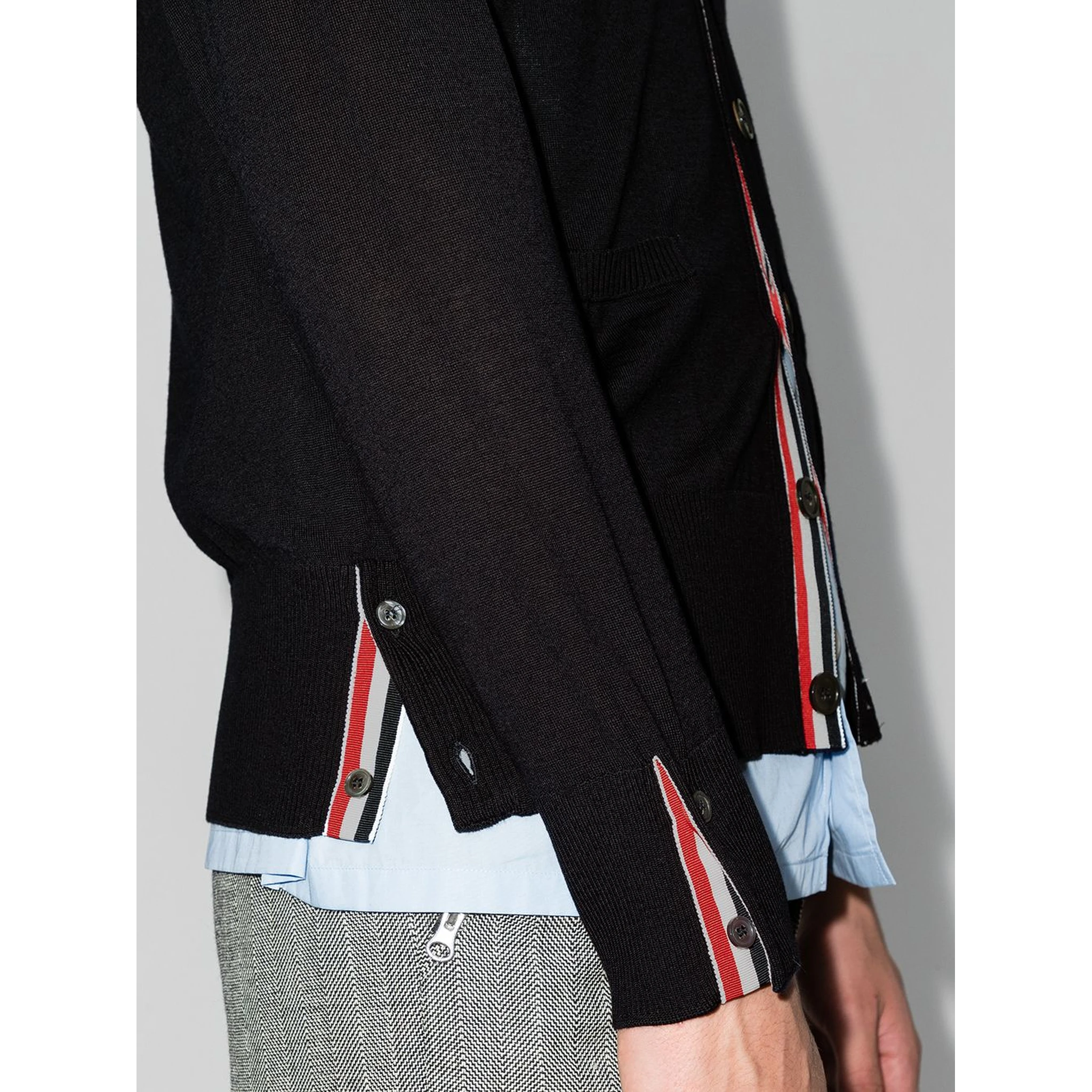 intarsia-knit 4-Bar stripe cardigan