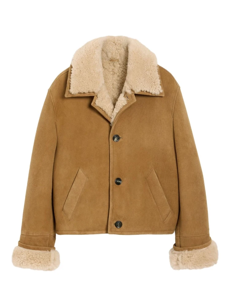 shearling button-up jacket