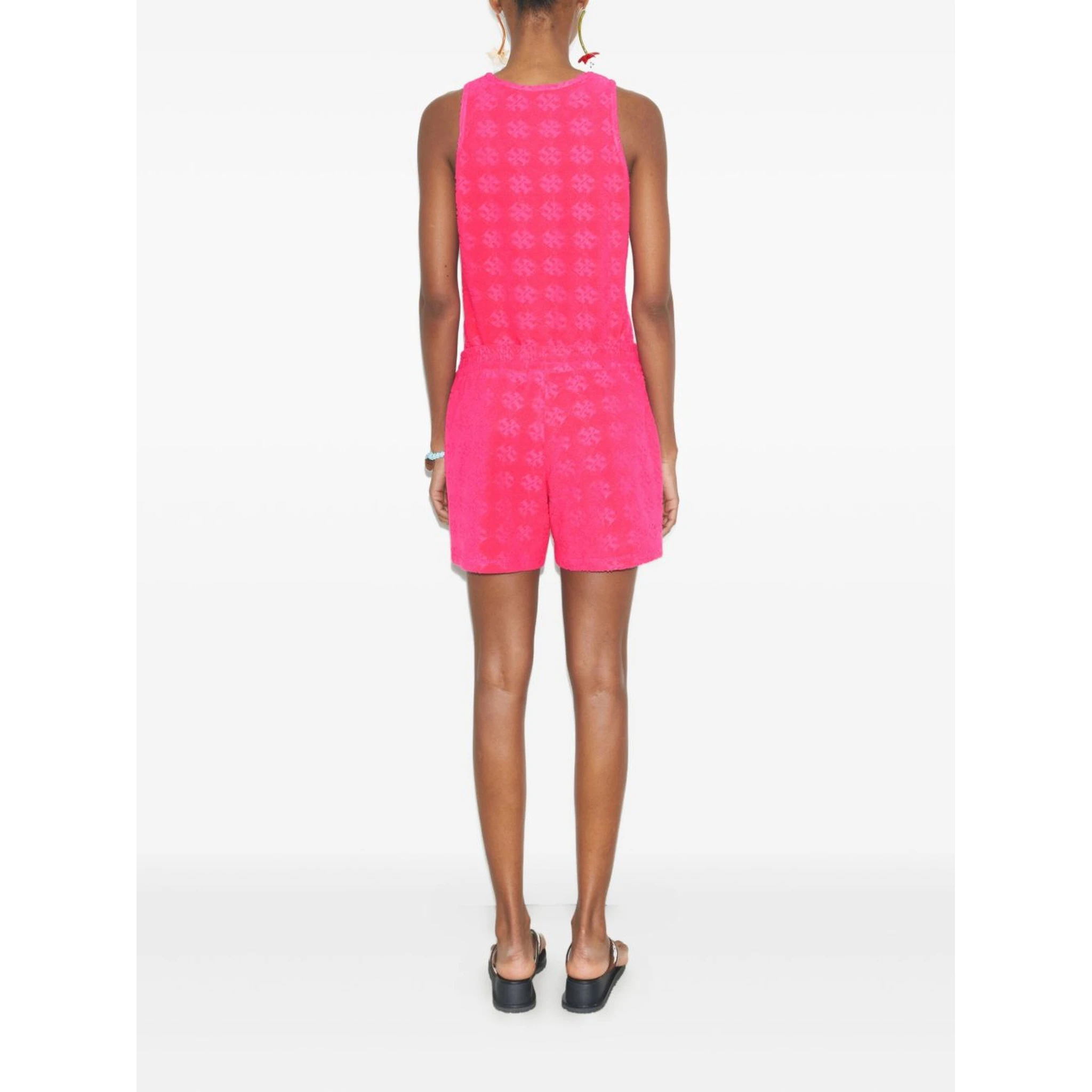 Monogram Scoop Neck Tank Top In Pink