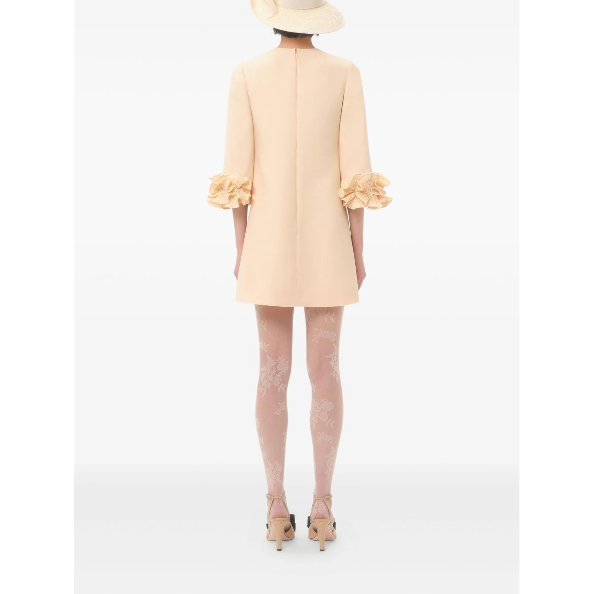 VALENTINO CREPE COUTURE SHORT DRESS WOMAN BIRCH 46