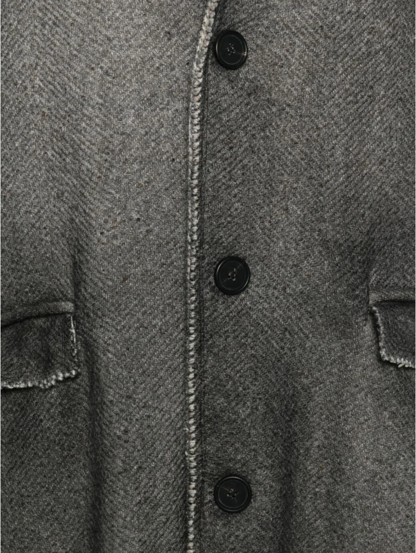 Wool Single-breasted Coat In Black