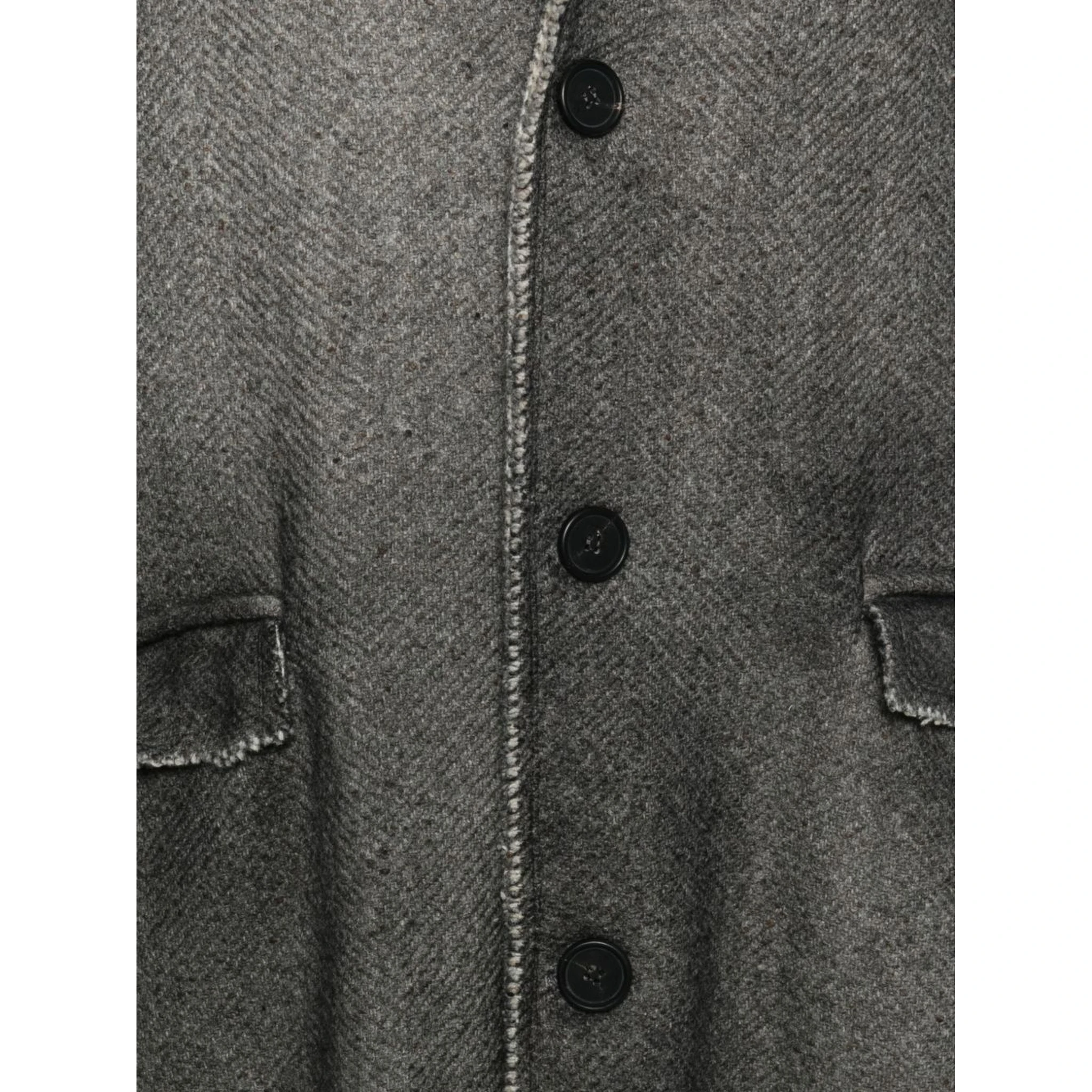 Wool Single-breasted Coat In Black