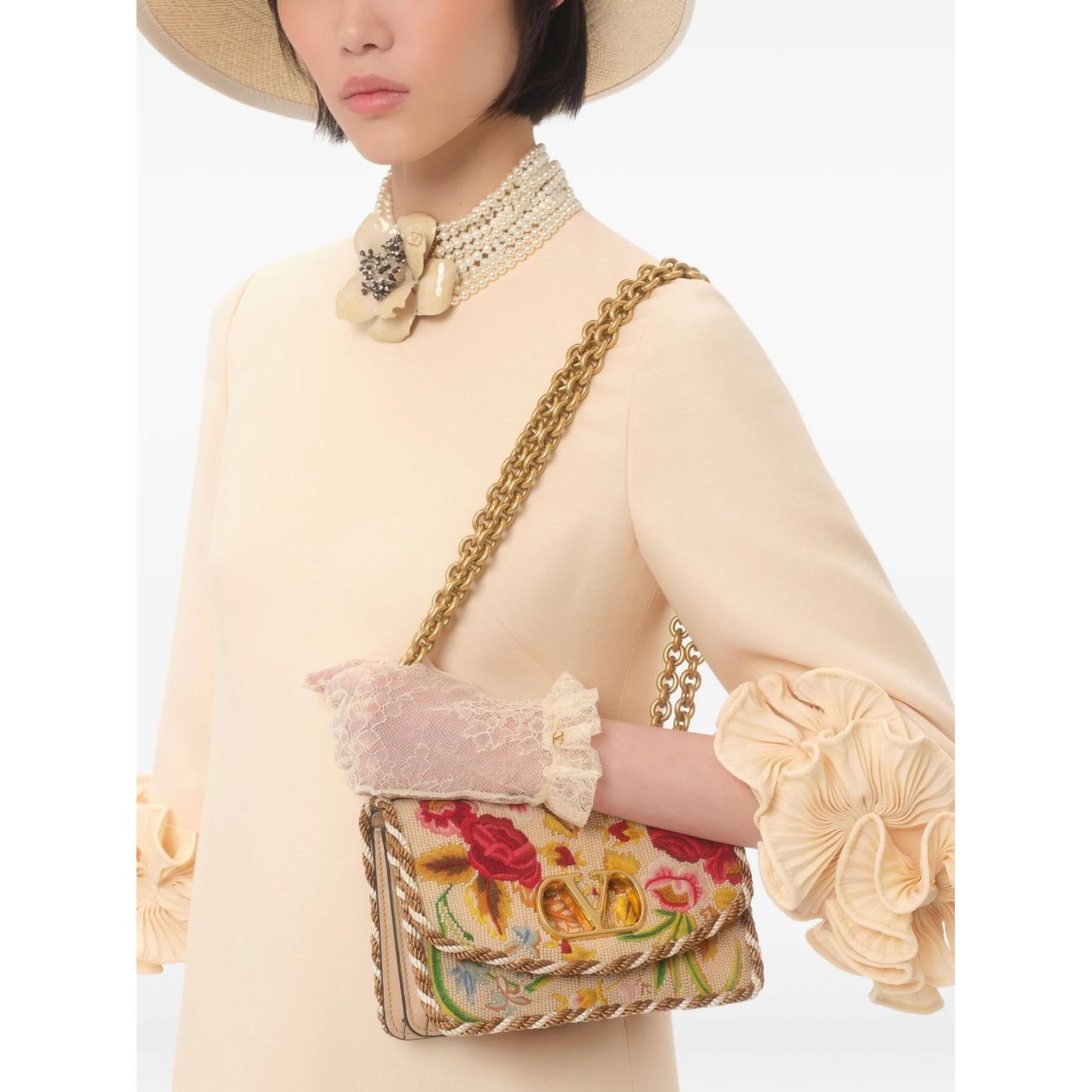 VALENTINO CREPE COUTURE SHORT DRESS WOMAN BIRCH 46