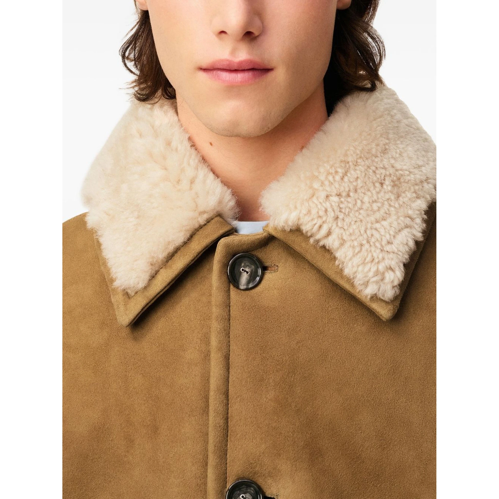 shearling button-up jacket