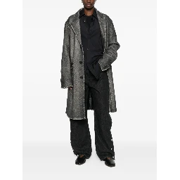 Wool Single-breasted Coat In Black