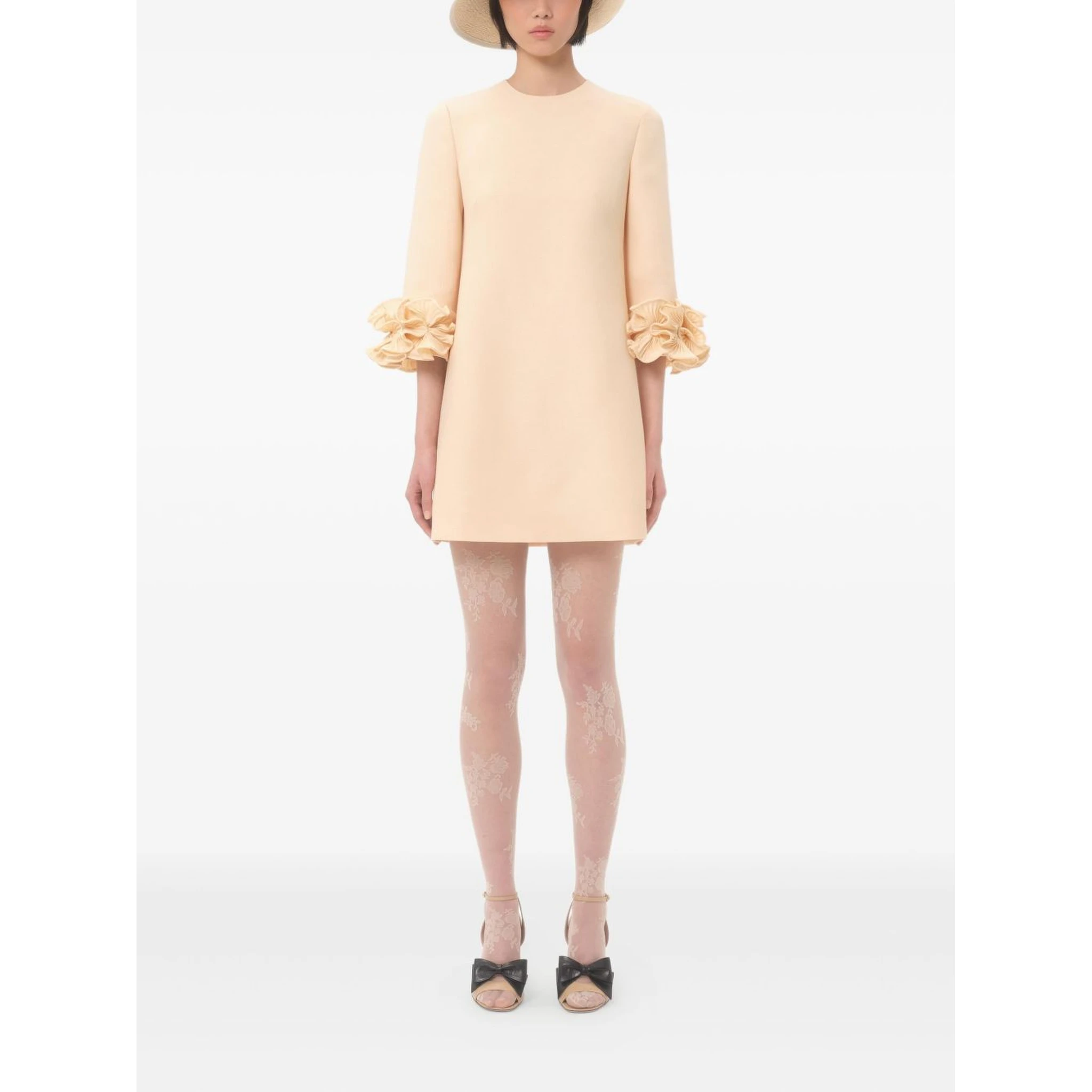 VALENTINO CREPE COUTURE SHORT DRESS WOMAN BIRCH 46