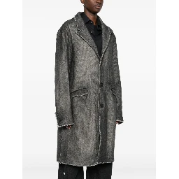 Wool Single-breasted Coat In Black