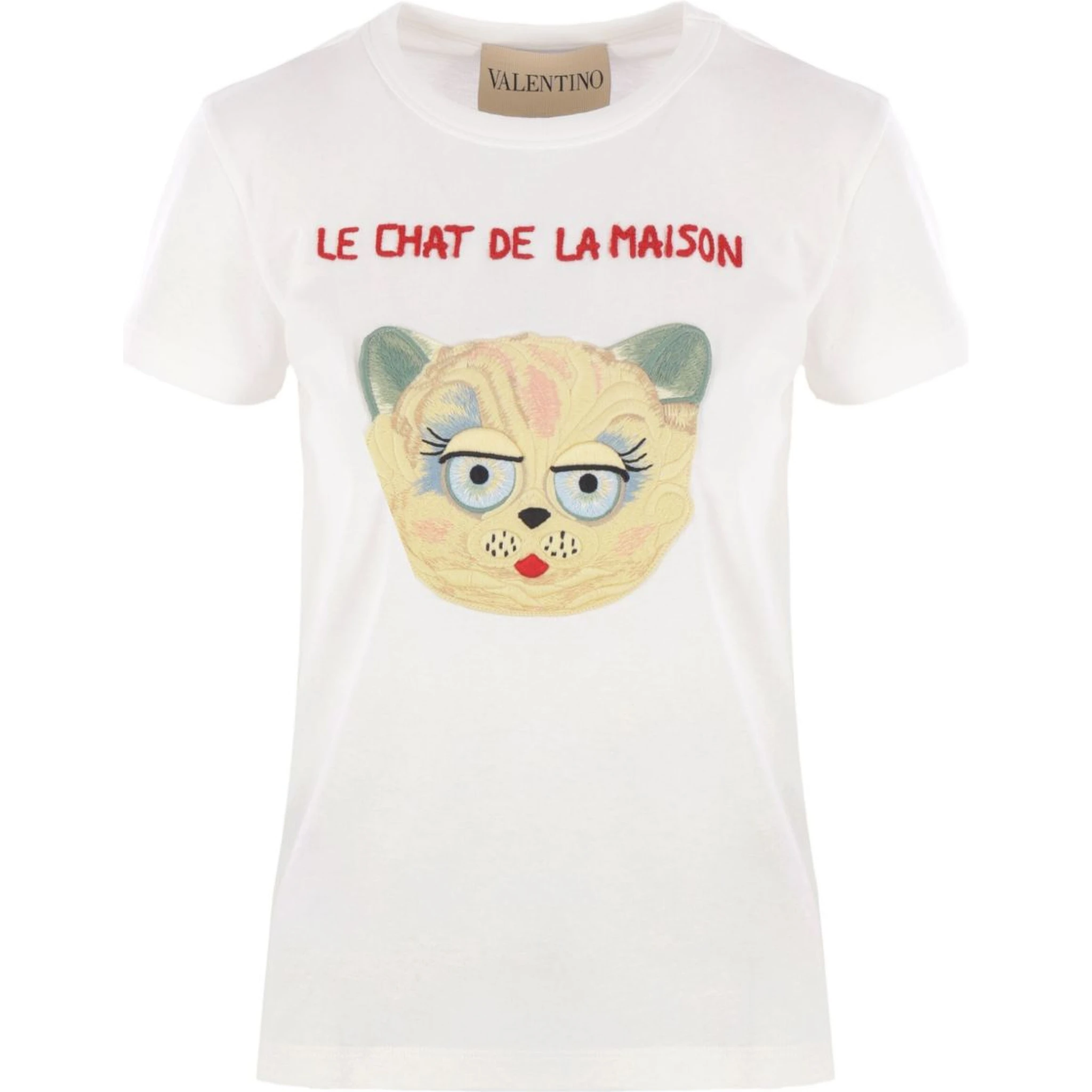 cat-face patch T-shirt