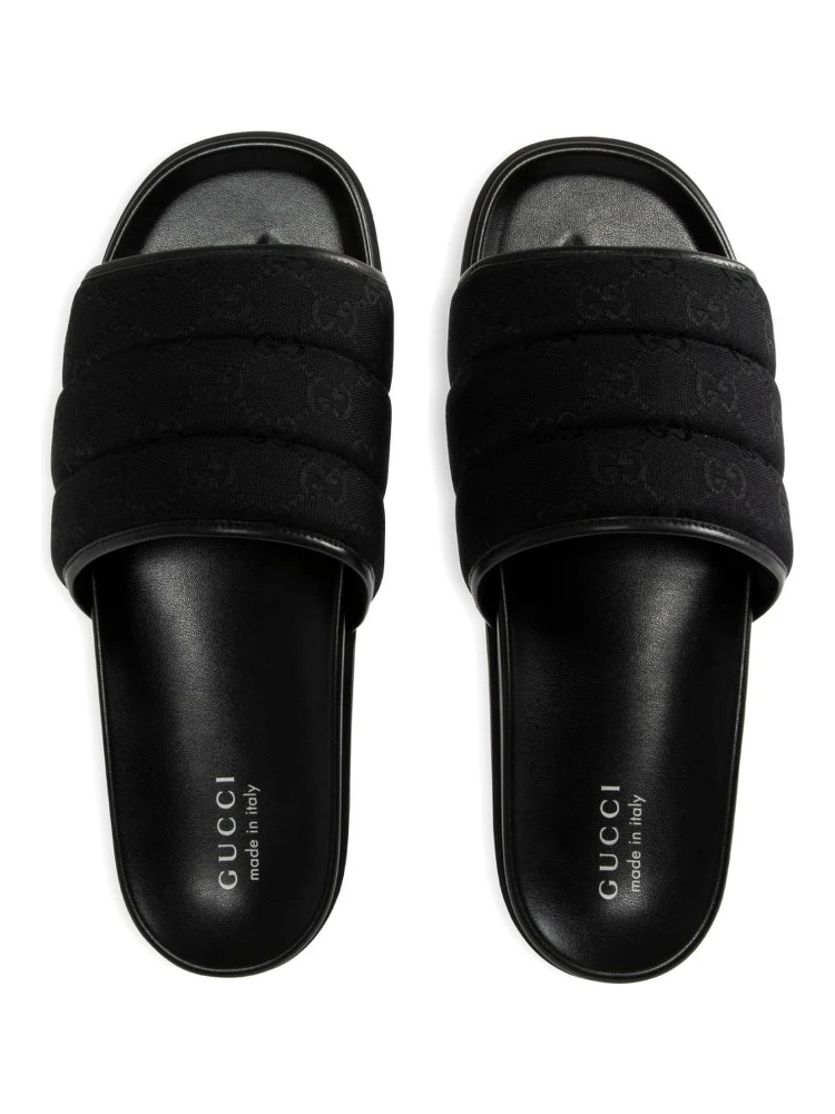 GG-pattern padded slide sandals alternative