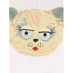cat-face patch T-shirt