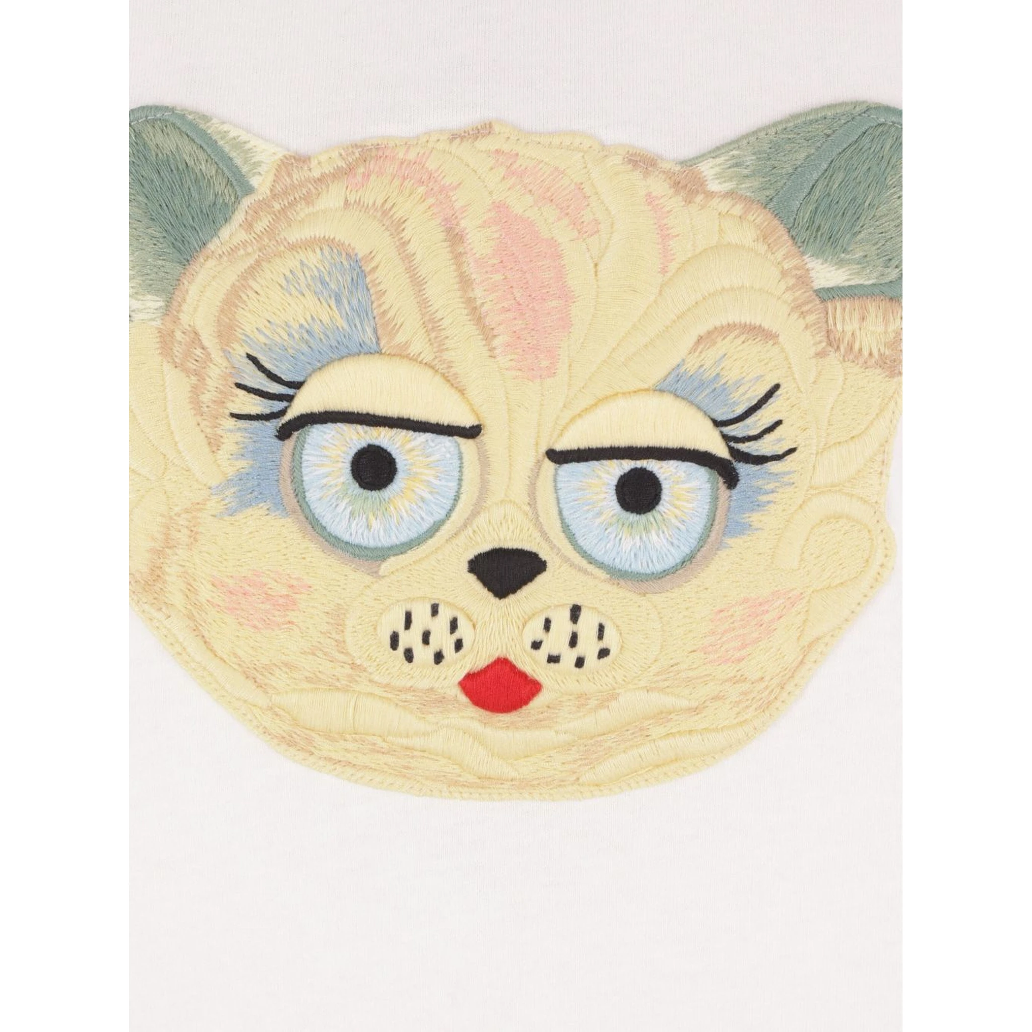 cat-face patch T-shirt