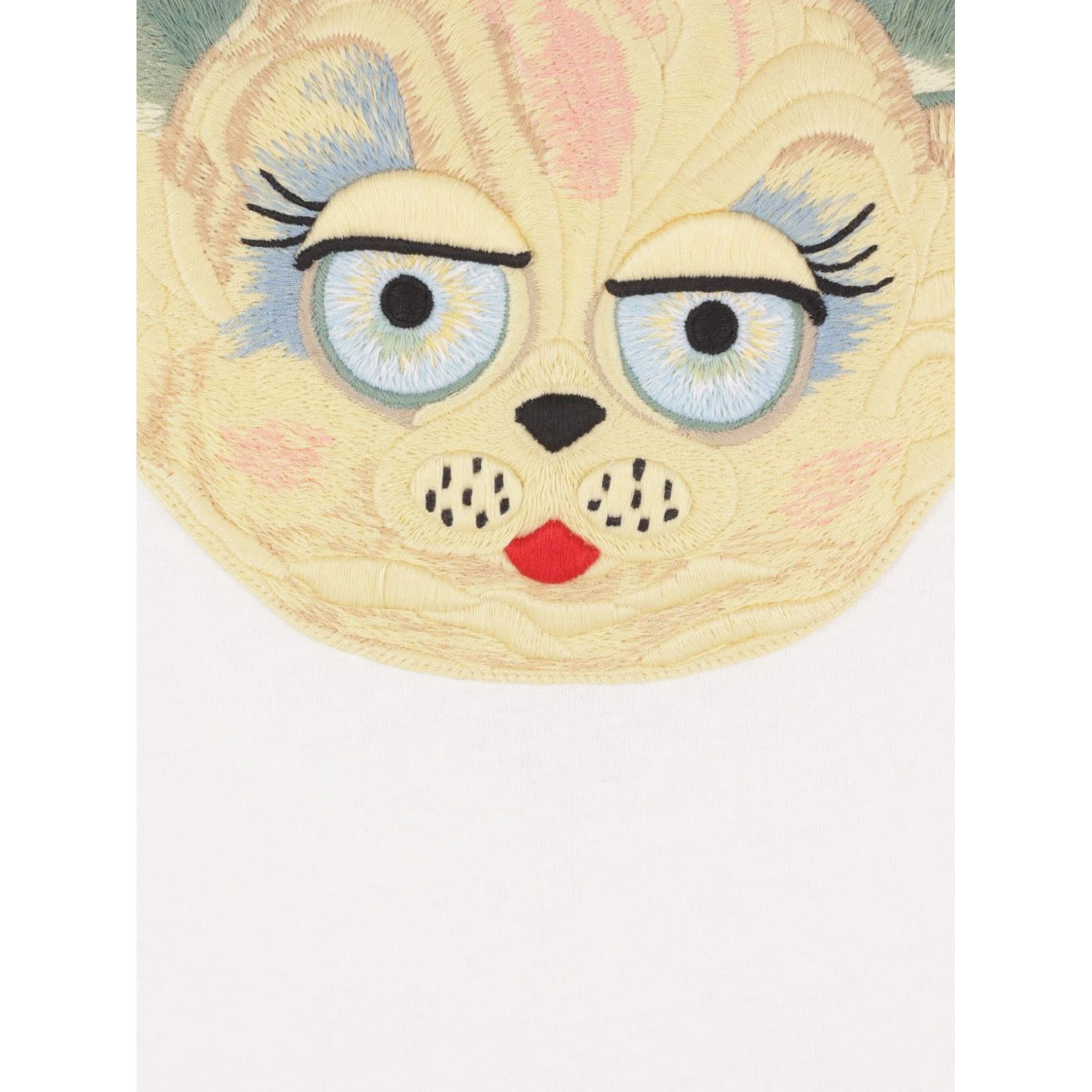 cat-face patch T-shirt