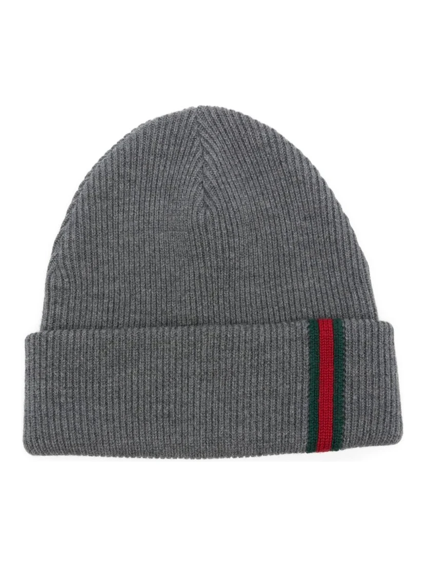 Gucci ribbed web beanie