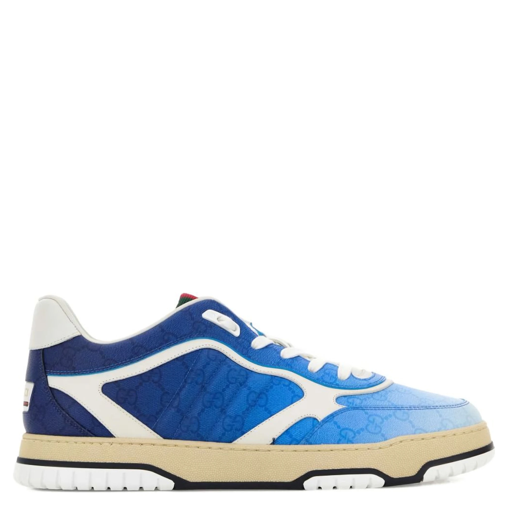 GUCCI Canvas Sneakers With Printed Design And Contrast Panels In Blue