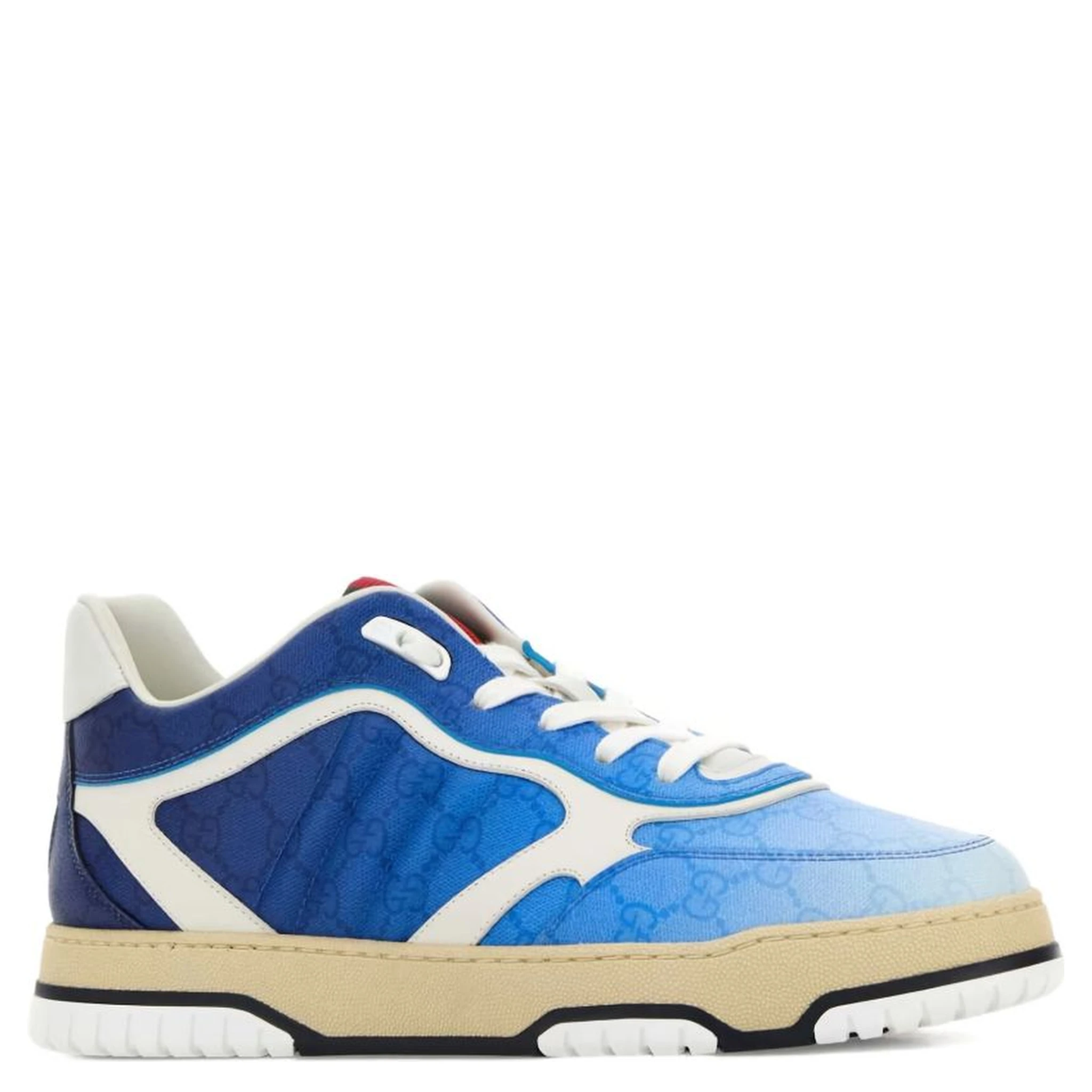 GUCCI Canvas Sneakers With Printed Design And Contrast Panels In Blue