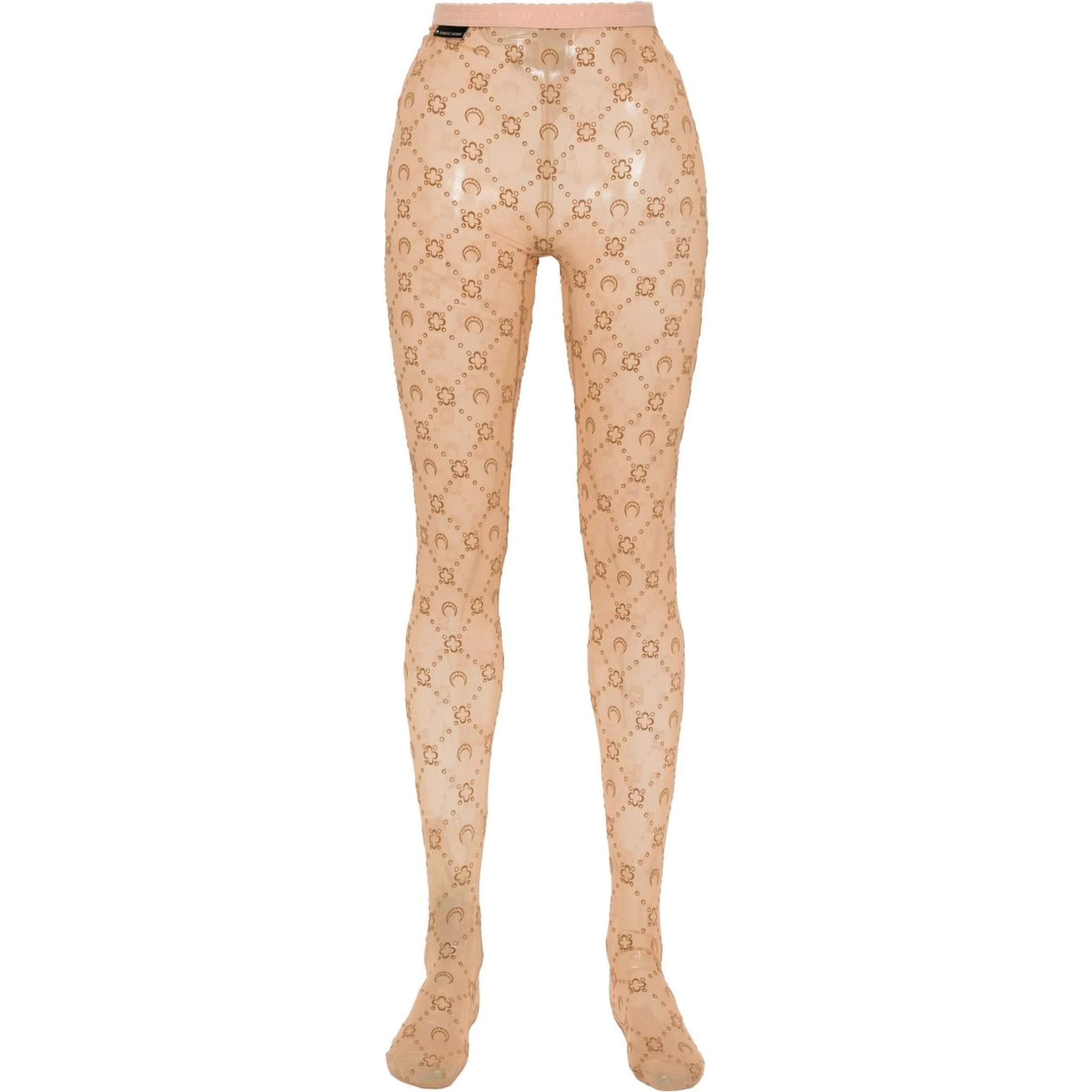 Signature Moonogram Footed Mesh Tights In Bg60 Camel