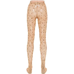 Signature Moonogram Footed Mesh Tights In Bg60 Camel