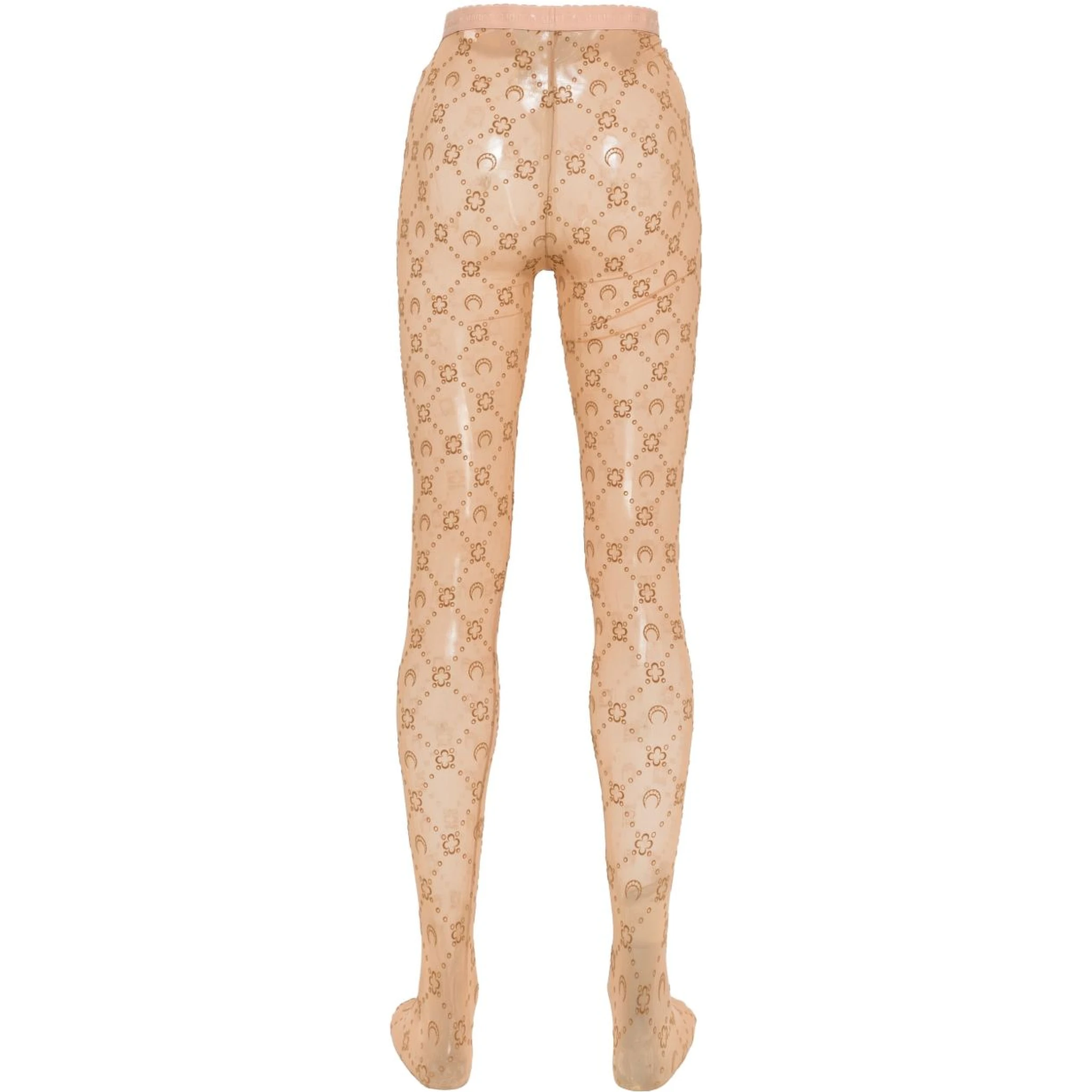 Signature Moonogram Footed Mesh Tights In Bg60 Camel