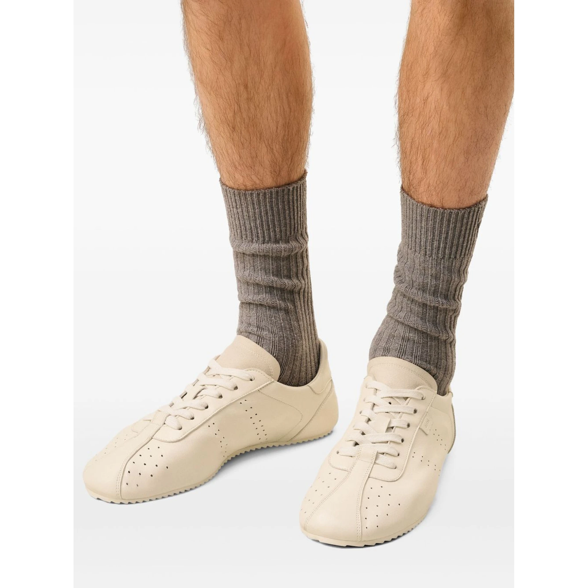 Step leather low-top sneakers