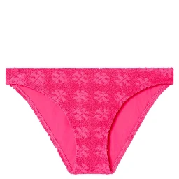 Textured Fabric Bikini Bottom With Adjustable Straps In Pink