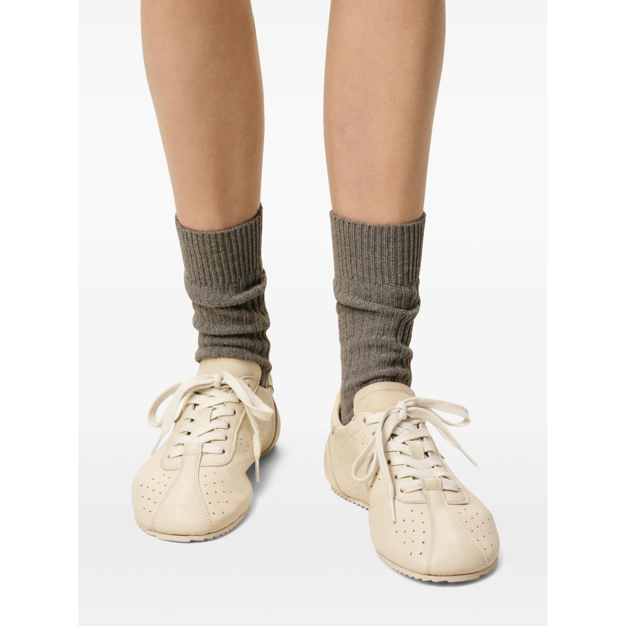 Step leather low-top sneakers