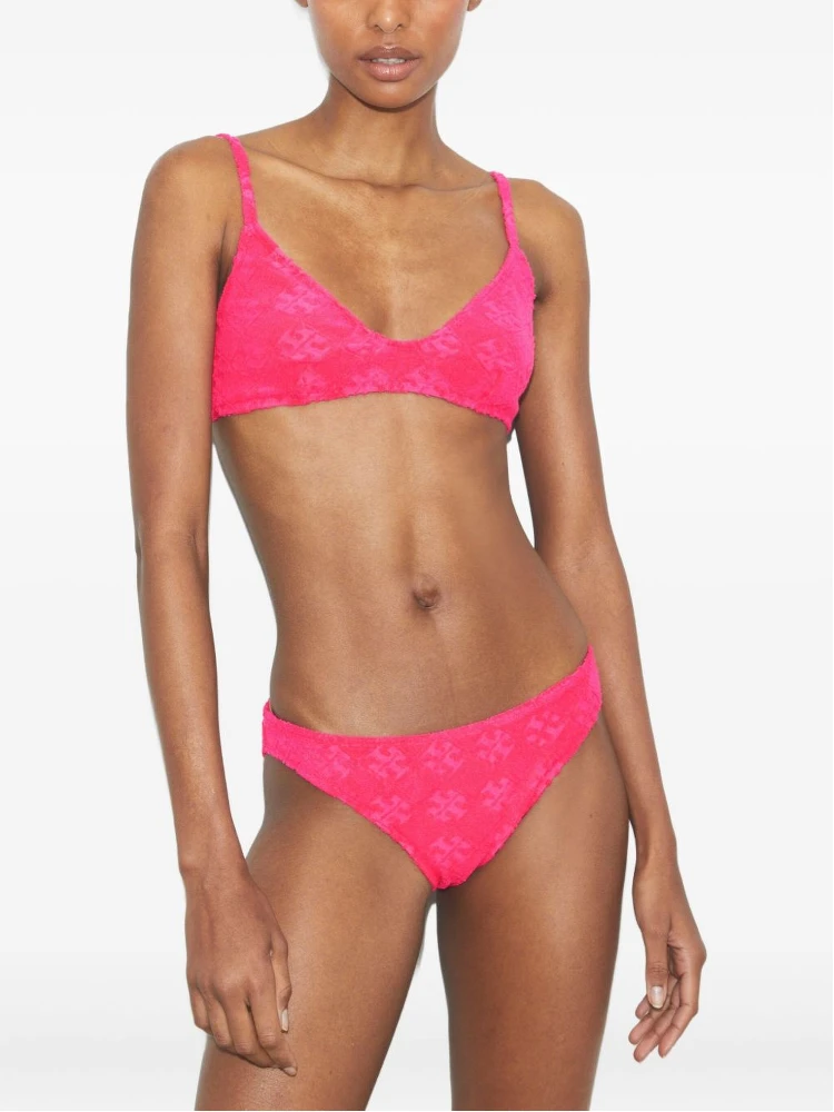 Textured Fabric Bikini Bottom With Adjustable Straps In Pink alternative
