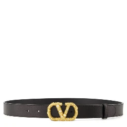 Vlogo Signature Leather Belt In Black