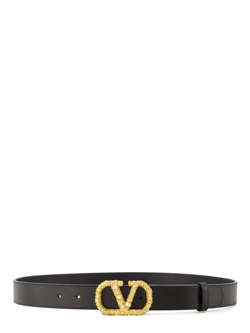 Vlogo Signature Leather Belt In Black