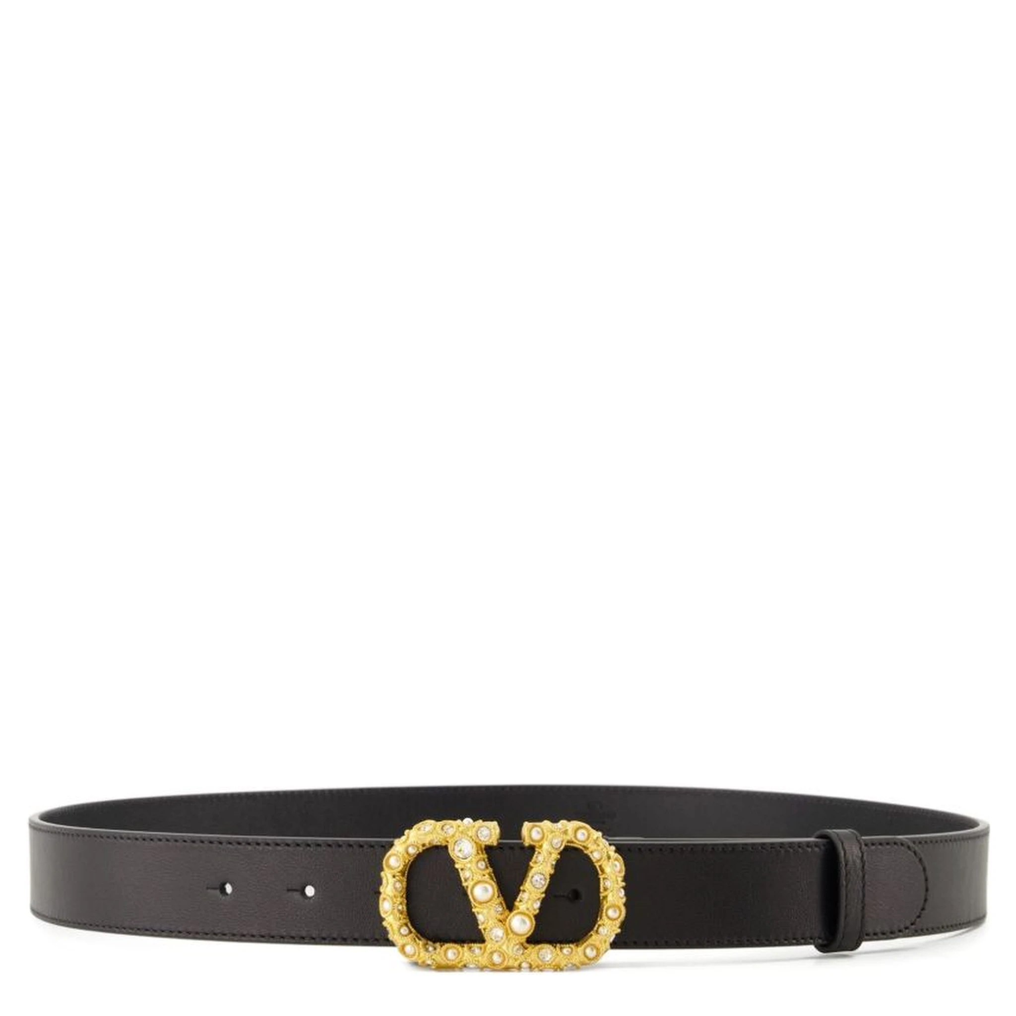 Vlogo Signature Leather Belt In Black