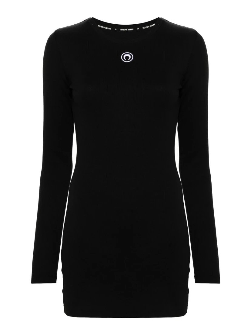 Crescent Moon-embroidered mini dress