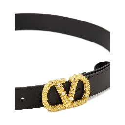 Vlogo Signature Leather Belt In Black